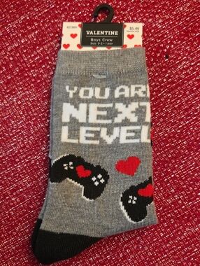 New Youth Boys' Grey 'You Are Next Level' Gaming Crew Socks